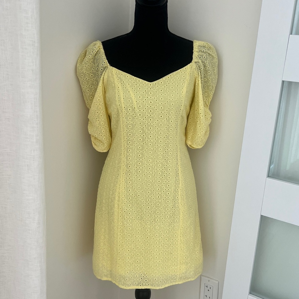 Aqua Light Yellow Textured Dress size M